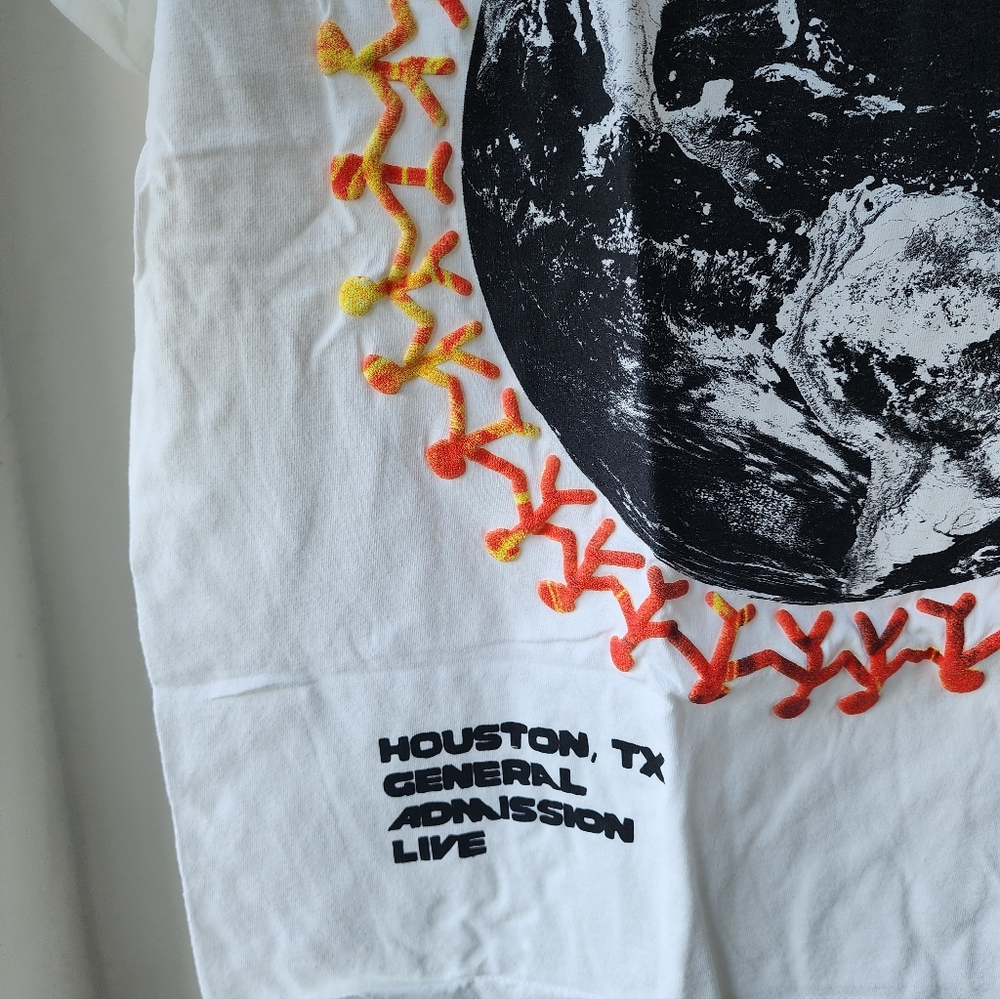 Travis Scott White Astroworld Tee with Earth Graphic - Picture 8 of 11